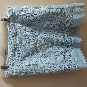 Leith Brand Skirt size XL Dusty Blue color with a knit lining and lace overlay